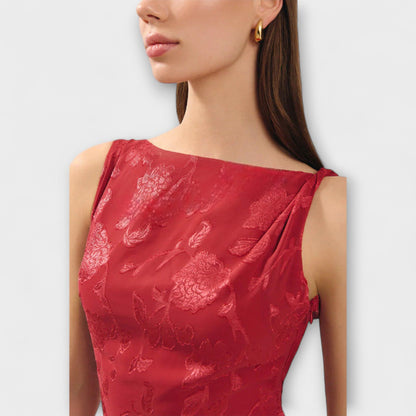 Samira - Elegantes Rückenfreies Schnür-Jacquard-Maxikleid