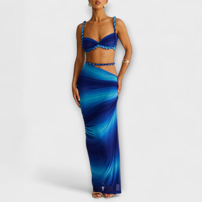 Minka – Stylishes Ombre-Zopfset mit Crop Top &amp; Überrock 