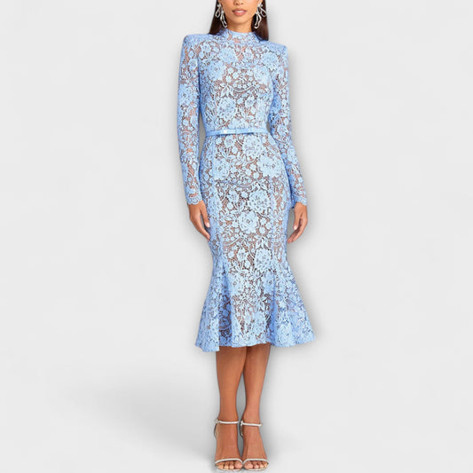 Martha – Elegantes Midi-Kleid aus floraler Spitze 