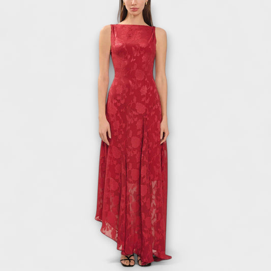 Samira - Elegantes Rückenfreies Schnür-Jacquard-Maxikleid
