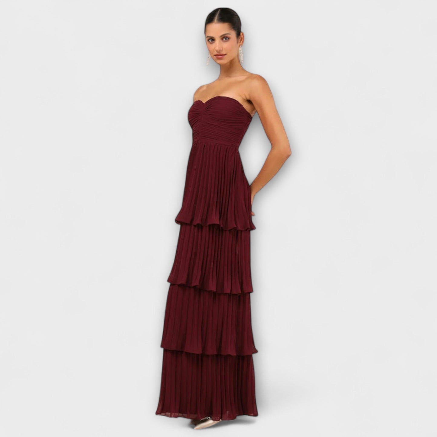 Ida - Trägerloses, ausgestopftes Maxikleid 