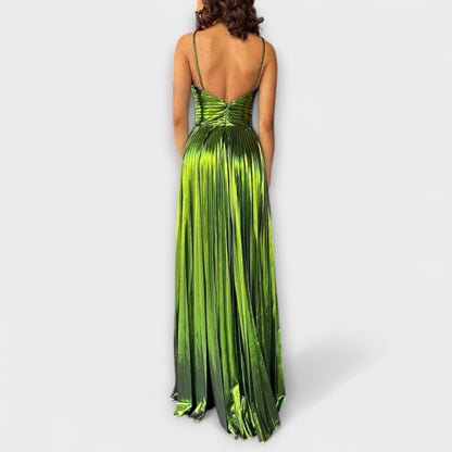 Norina - Maxikleid mit Metallic-Stoff 