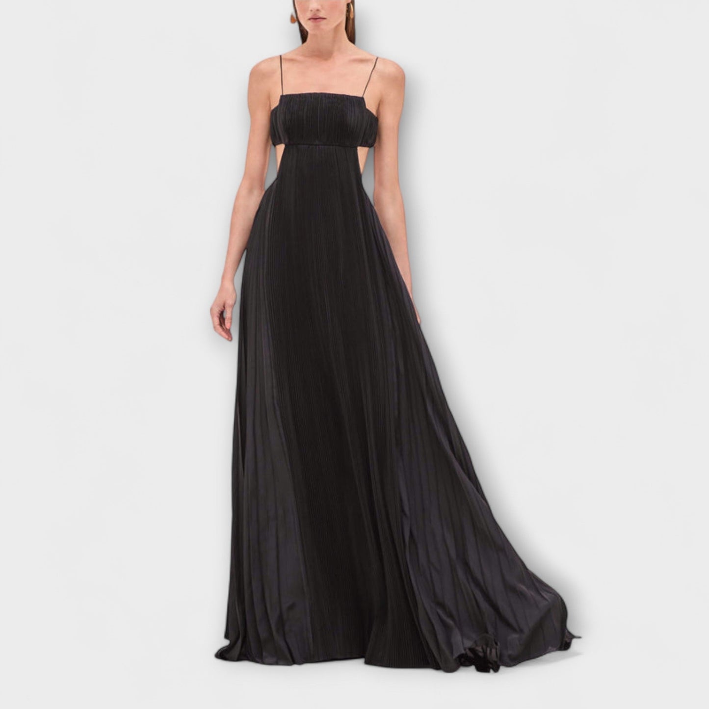 Tamina - Schickes Plissiertes Cutout Fließendes Maxikleid
