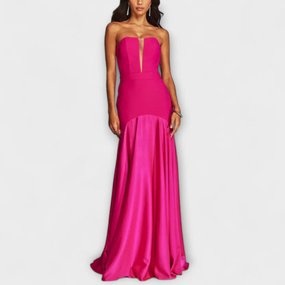 Christa - Schulterfreies Maxikleid mit V-Ausschnitt 