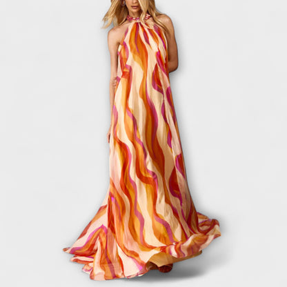 Erika - Schickes heiratete Maxikleid mit Wellenmuster 