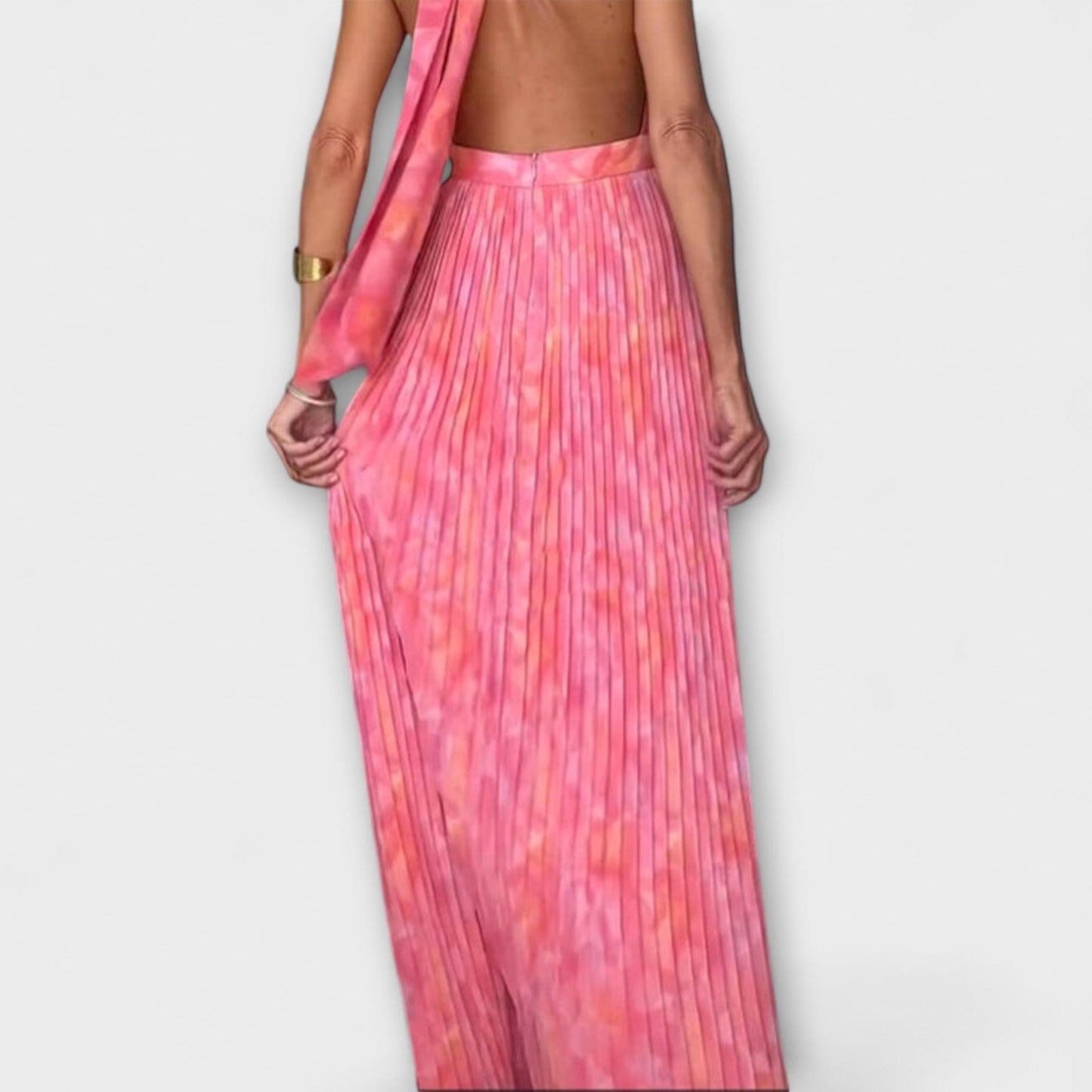 Pauline - Schickes Neckholder V-Ausschnitt Plissiertes Maxikleid