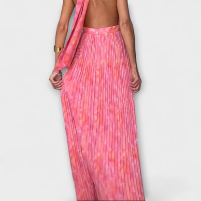 Pauline - Schickes Neckholder V-Ausschnitt Plissiertes Maxikleid