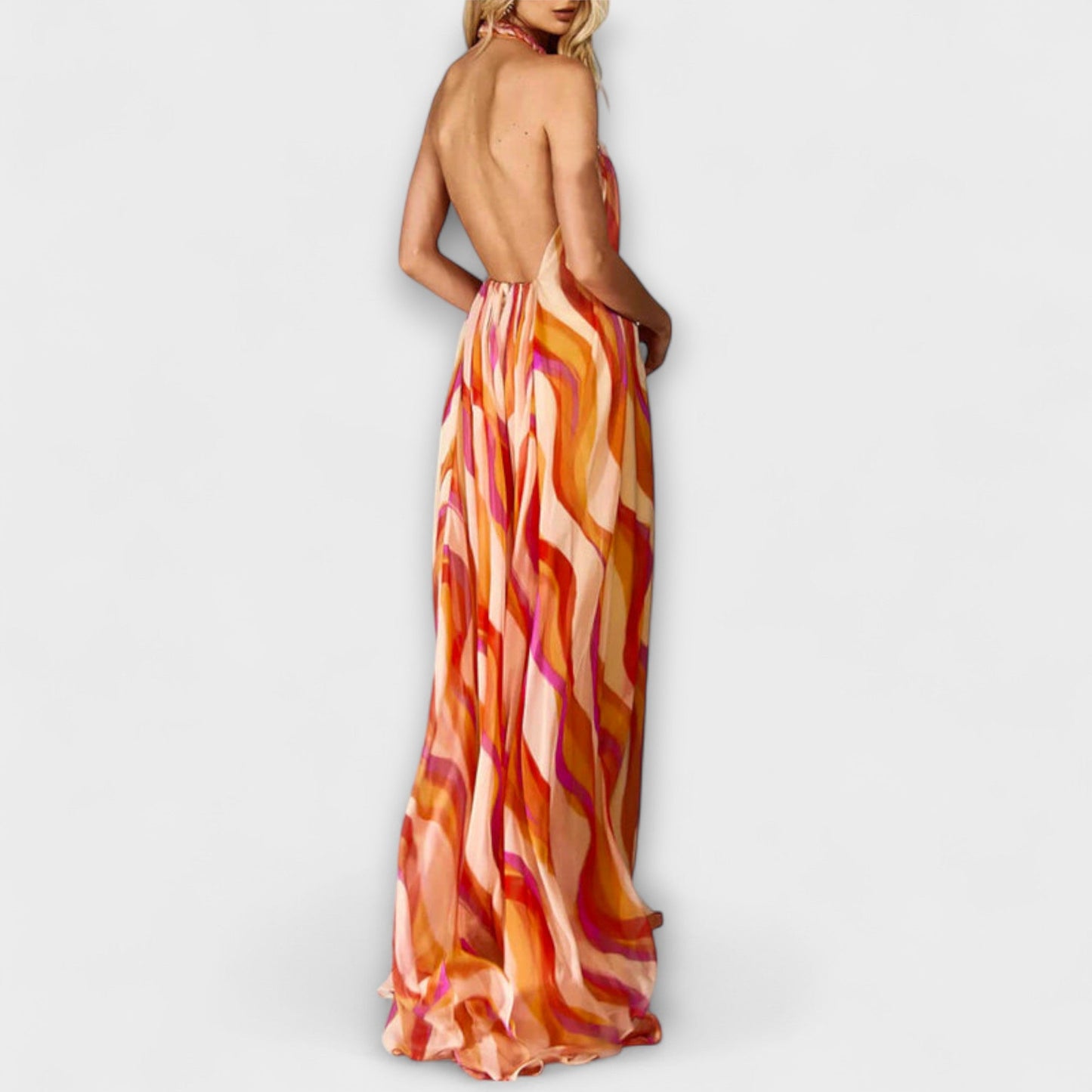Erika - Schickes heiratete Maxikleid mit Wellenmuster 