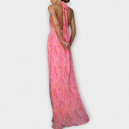 Pauline - Schickes Neckholder V-Ausschnitt Plissiertes Maxikleid