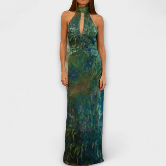 Henriette - Iris Druck Monet Maxikleid 