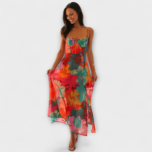 Heidrun - Blumendruck-Trägerkleid für Damen - Stilvoll und Verführerisch