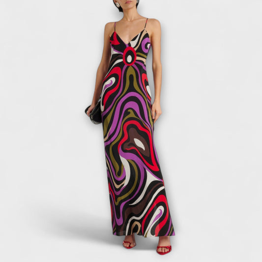 Anja - Maxi-Kleid im Marmor-Druck 