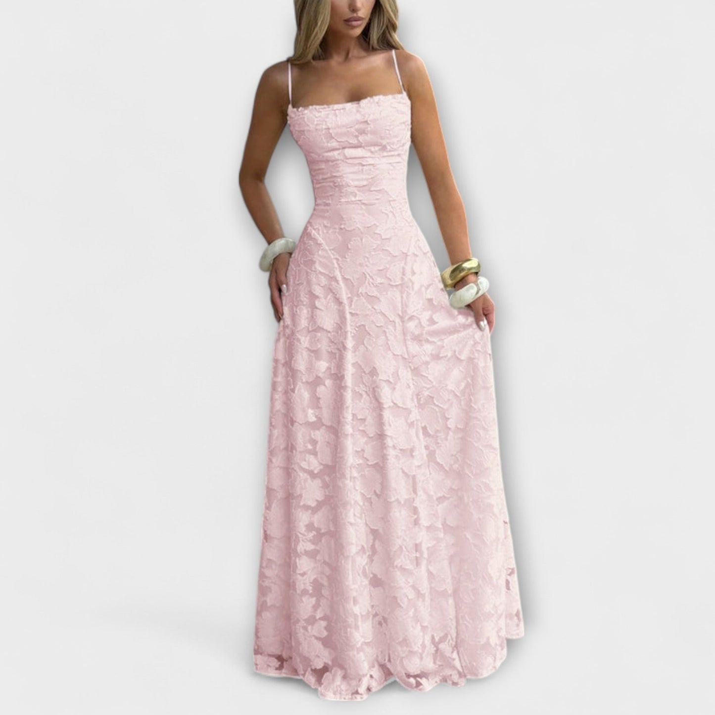 Ragna - Elegantes Jacquard-Maxikleid