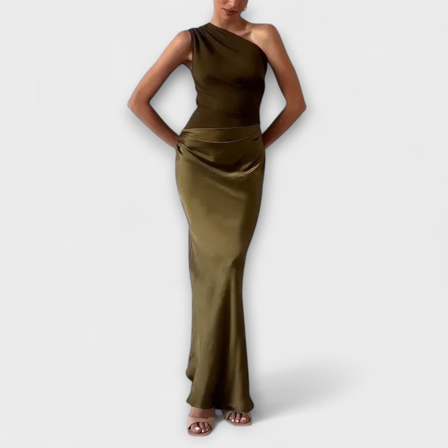 Theres - Elegantes Ein-Schulter Falten Maxikleid 
