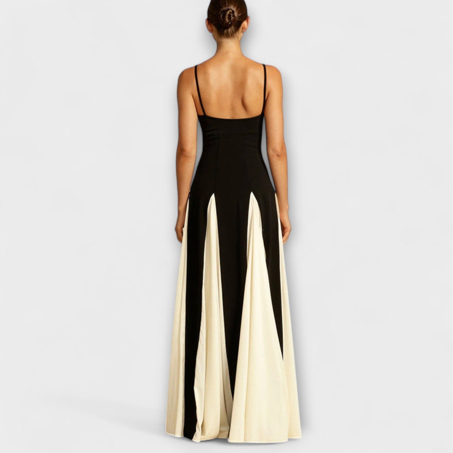 Mona - Klassische Eleganz A-Linie Maxikleid mit Tüllpanelen