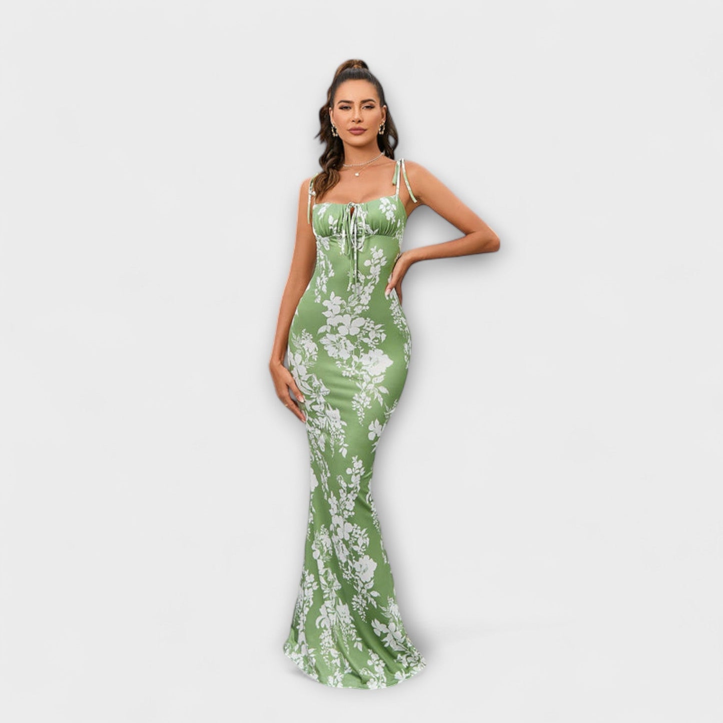 Kathrin – Ballkleid mit Blumenmuster und integrierten Schulterträgern