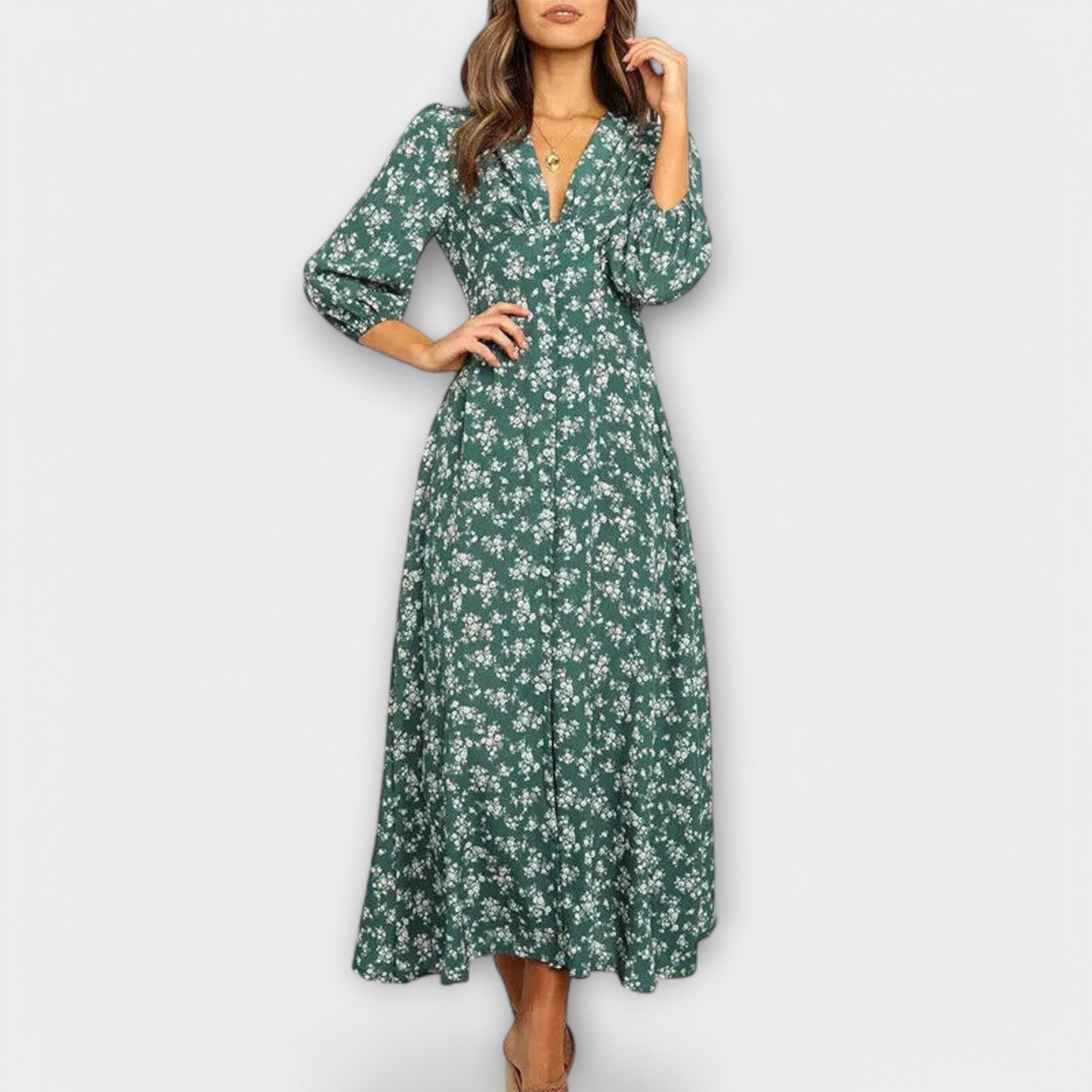 Ottilia - Blumenmuster Maxikleid für Damen
