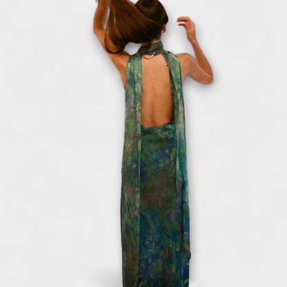 Henriette - Iris Druck Monet Maxikleid 