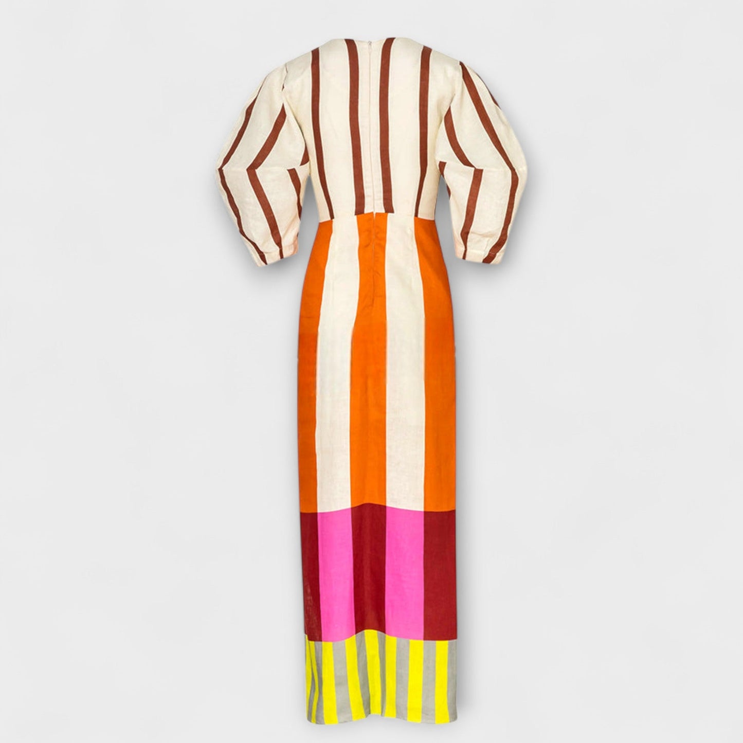 Elina - Maxi-Kleid mit Front-Ausschnitt und Puffärmeln