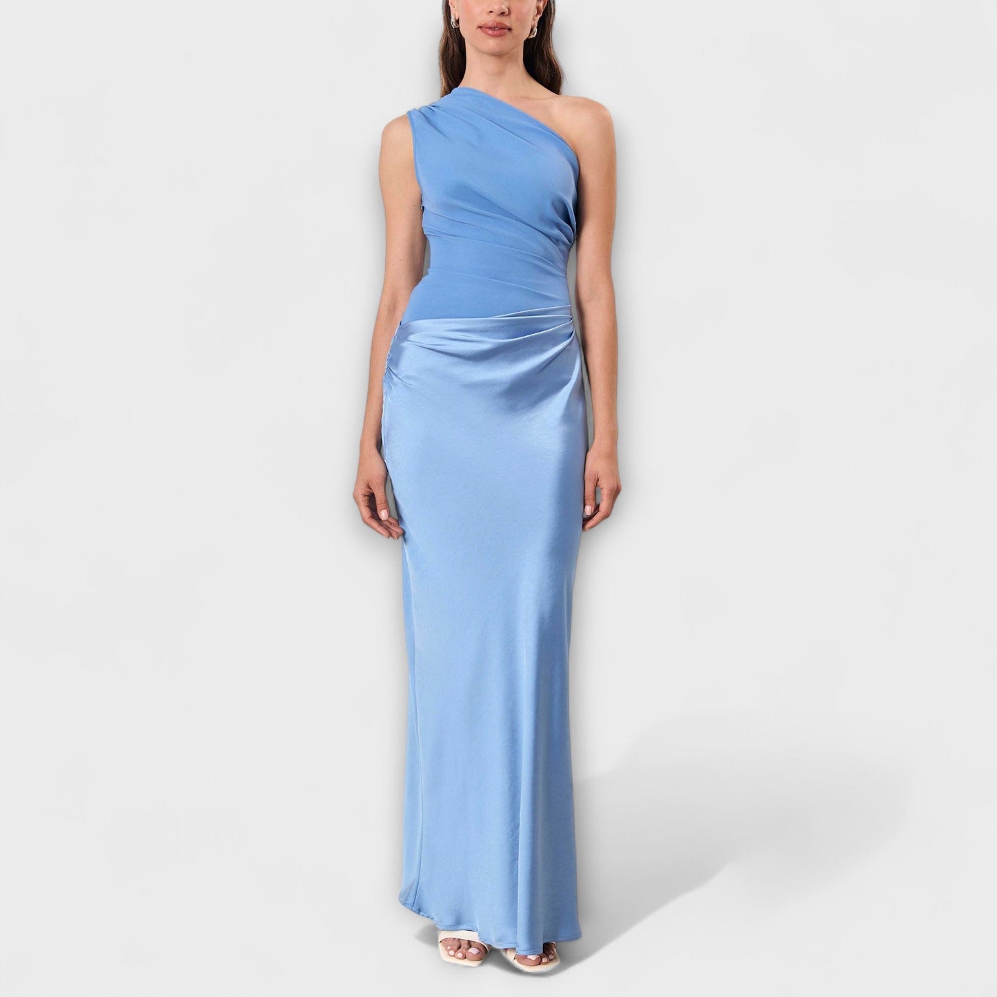 Theres - Elegantes Ein-Schulter Falten Maxikleid 