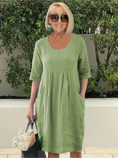 Vanesa - Lässiges Leinenkleid mit Taschen 