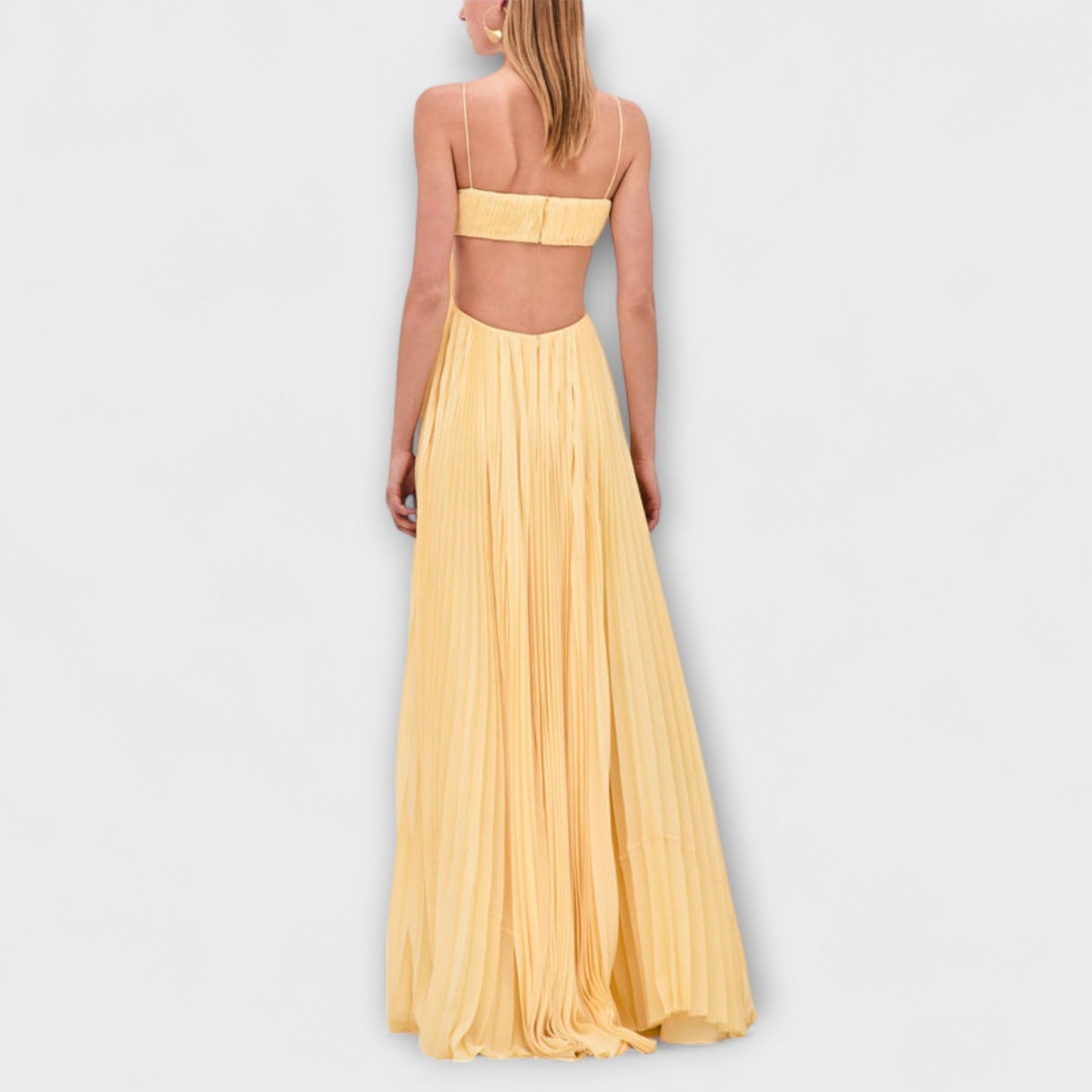 Tamina - Schickes Plissiertes Cutout Fließendes Maxikleid