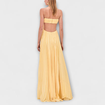 Tamina - Schickes Plissiertes Cutout Fließendes Maxikleid