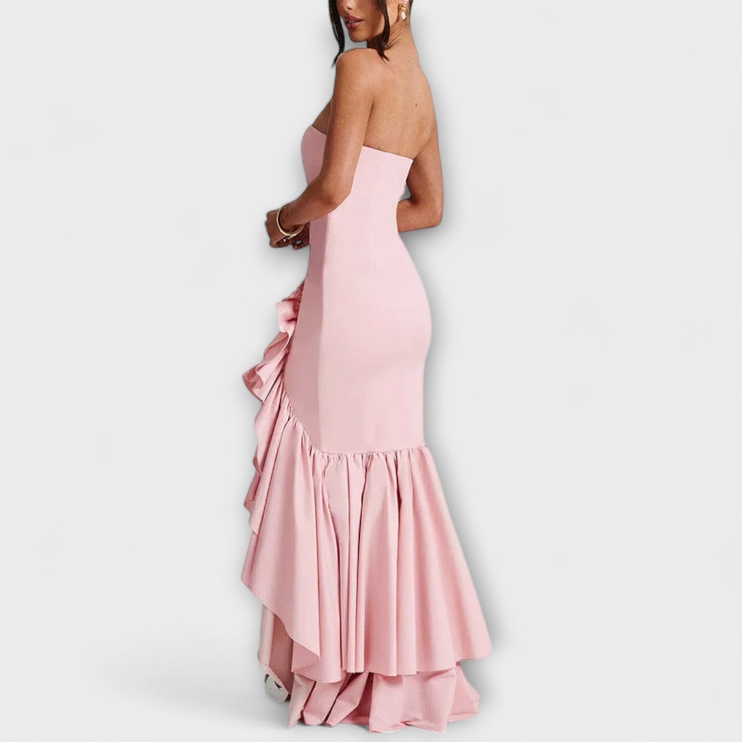 Ulla - Off-Shoulder Slim Fit Maxikleid mit asymmetrischer Taille 