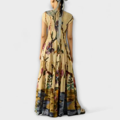 Elvira - Maxikleid mit plissiertem Druckdesign 