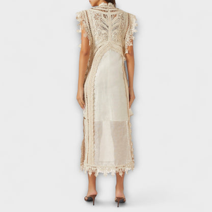 Leonie - Gewebtes Hohles Organza Maxikleid 