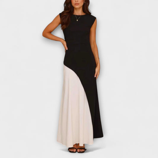 Annelie - Monochromes Farbblock-Taillenkleid 