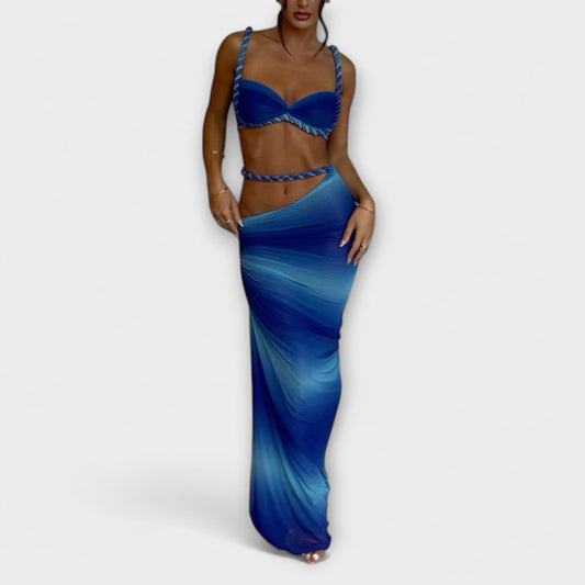 Minka – Stylishes Ombre-Zopfset mit Crop Top & Überrock