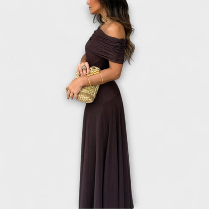Anke - Toledo Ein-Schulter Mesh Maxi Kleid 