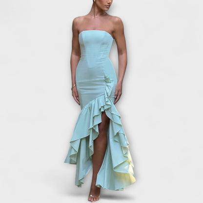 Ulla - Off-Shoulder Slim Fit Maxikleid mit asymmetrischer Taille 