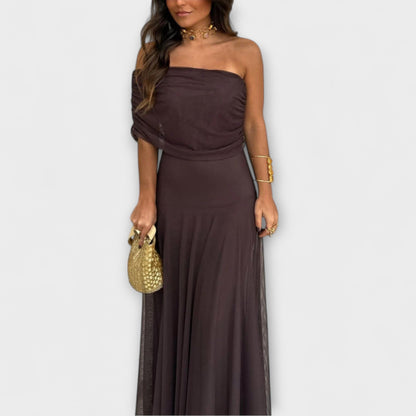 Anke - Toledo Ein-Schulter Mesh Maxi Kleid 