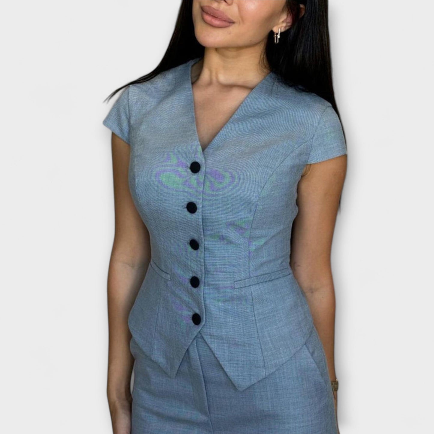 Nadina – Elegantes V-Ausschnitt-Top & Hosen-Set