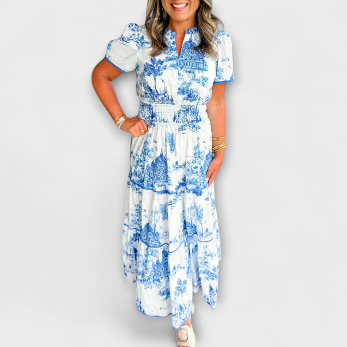 Sofia - Zeitloses Toile Maxi-Kleid
