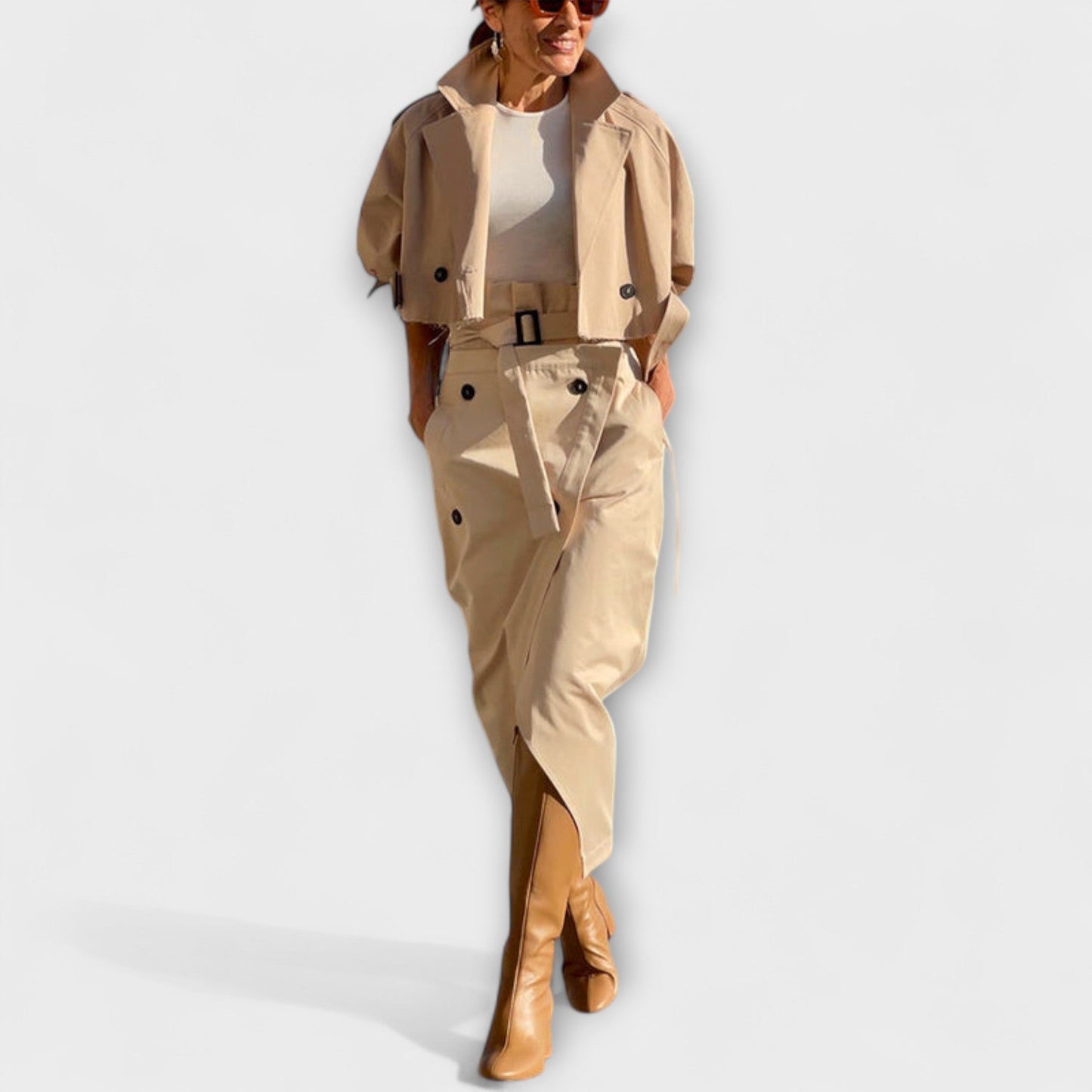 Tilde – Elegantes Set aus Jacke und Midi-Rock mit Taschen
