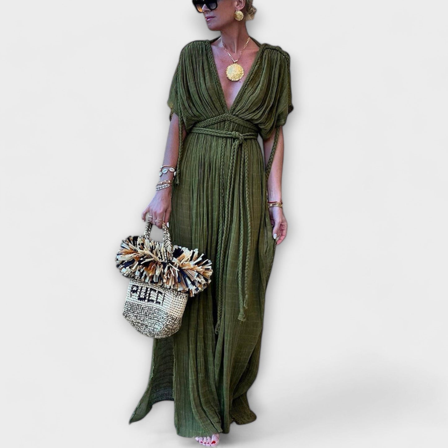 Iduna - Kimono-Maxikleid im griechischen Stil