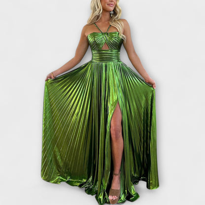 Norina - Maxikleid mit Metallic-Stoff 
