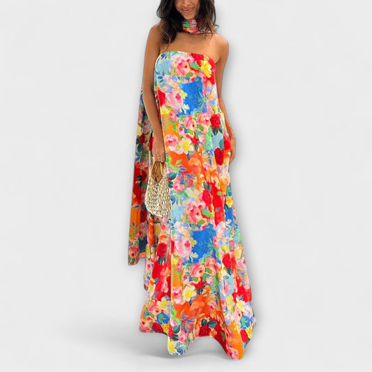 Selma – Off-Shoulder-Maxikleid mit Blumenmuster 