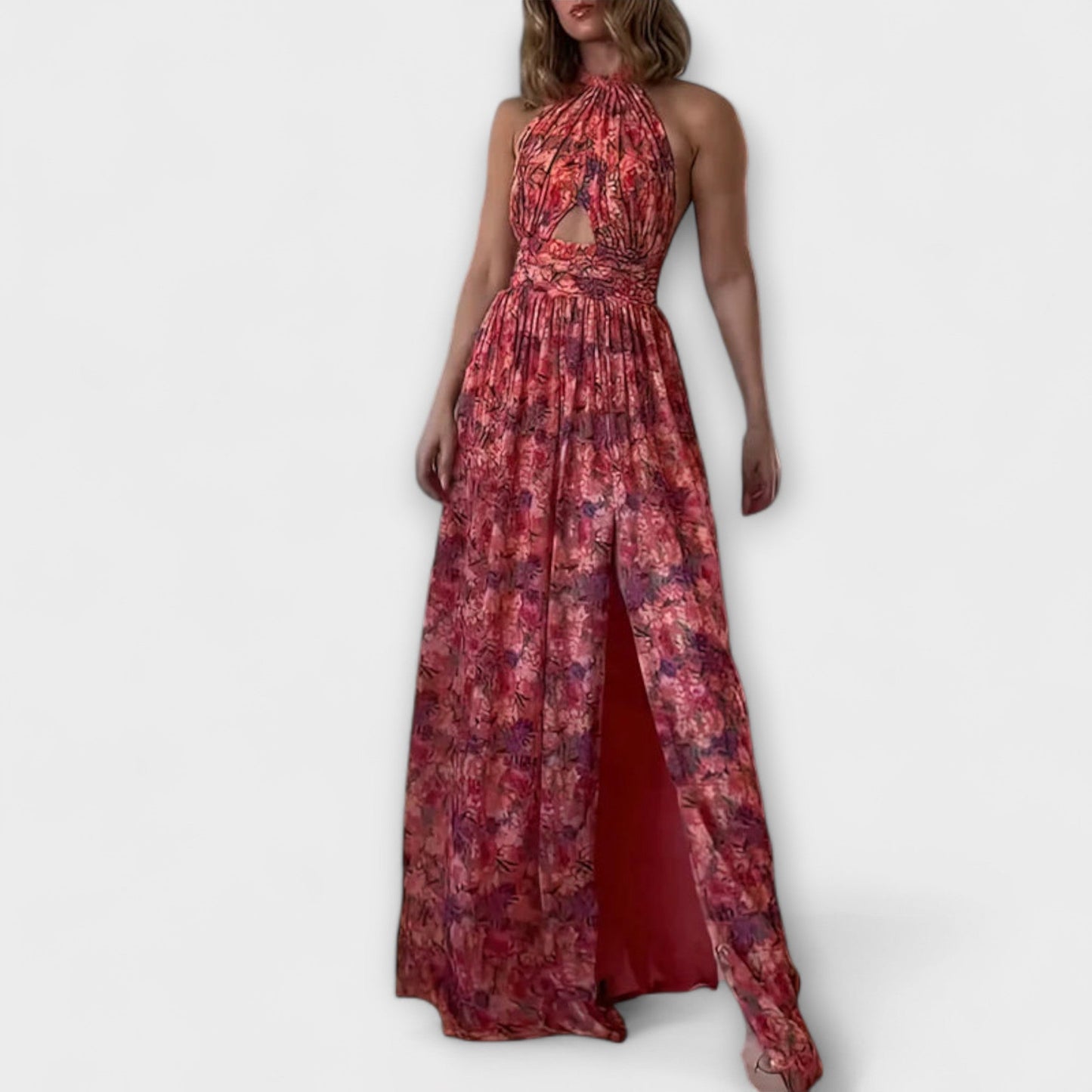 Claudia - Rückenfreies Maxikleid mit Blumenmuster 