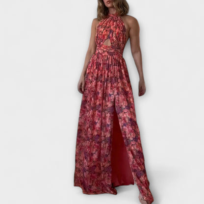 Claudia - Rückenfreies Maxikleid mit Blumenmuster 