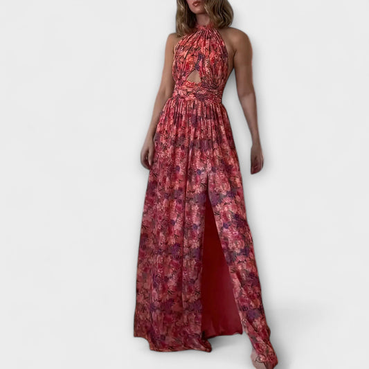 Claudia - Rückenfreies Maxikleid mit Blumenmuster 