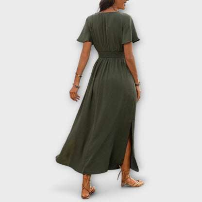 Carline - Elegantes Boho Kleid mit V-Ausschnitt und langen Ärmeln 