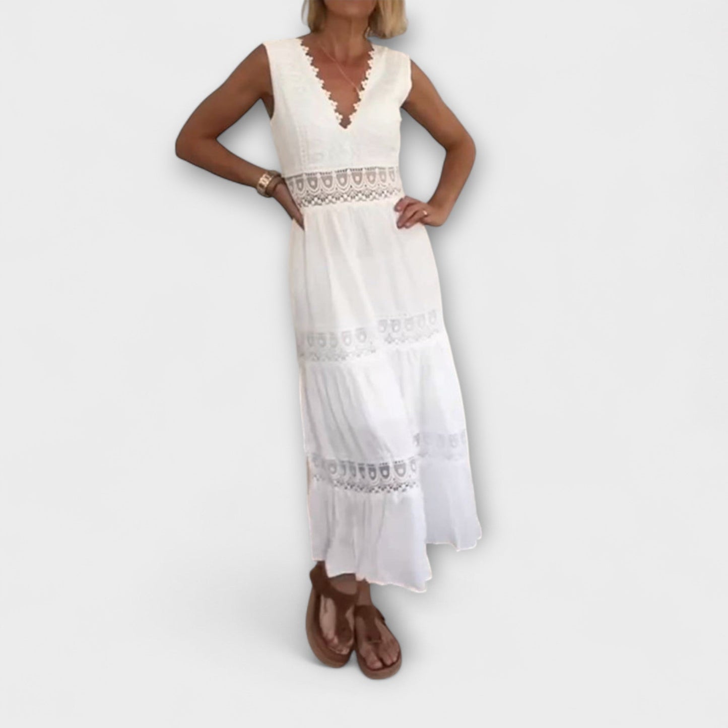 Hannelore - Elegantes Spitzenkleid mit V-Ausschnitt