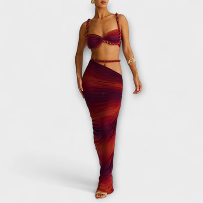 Minka – Stylishes Ombre-Zopfset mit Crop Top &amp; Überrock 