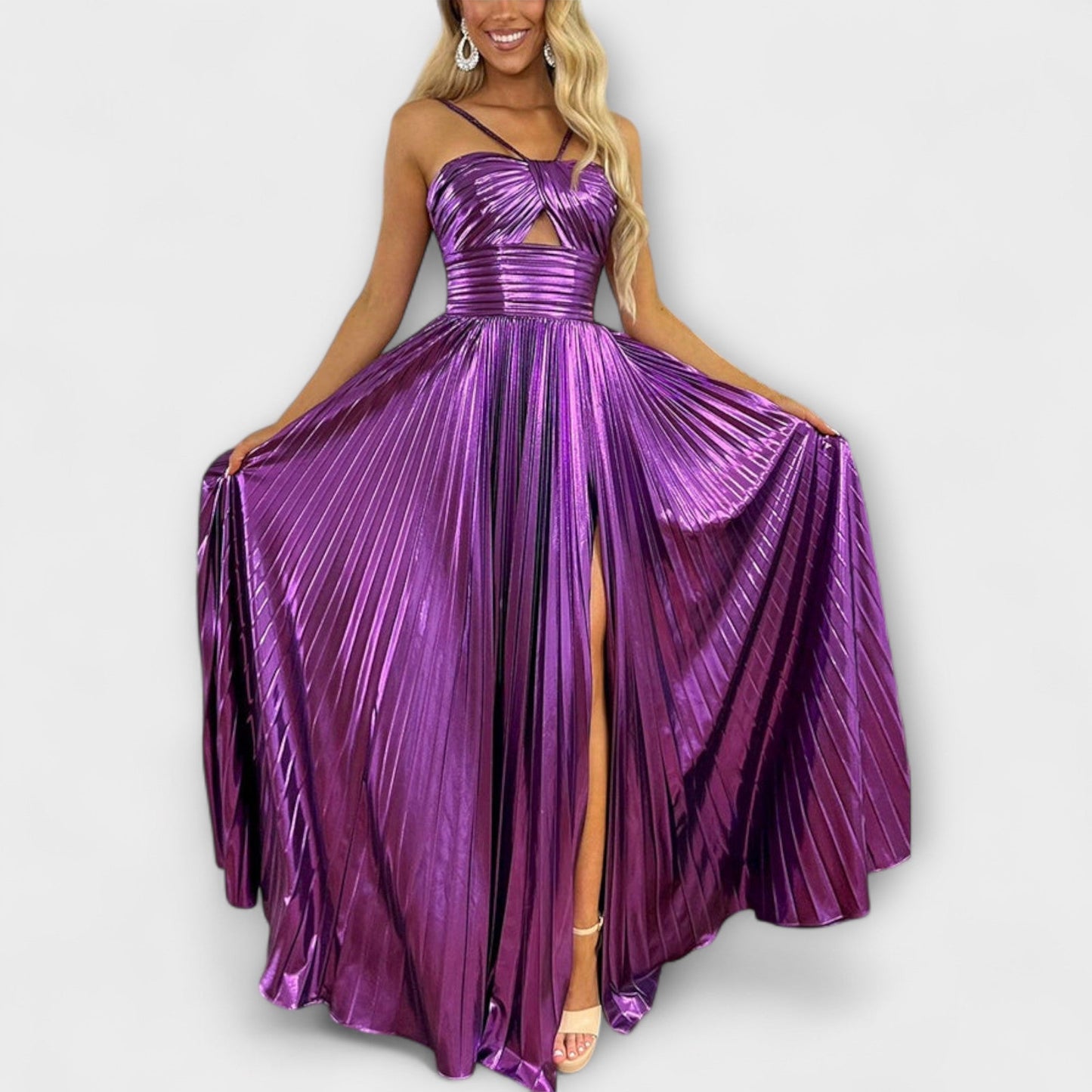 Norina - Maxikleid mit Metallic-Stoff 