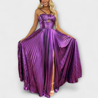 Norina - Maxikleid mit Metallic-Stoff 