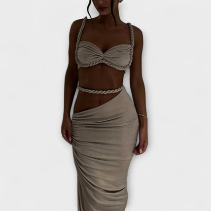 Minka – Stylishes Ombre-Zopfset mit Crop Top &amp; Überrock 